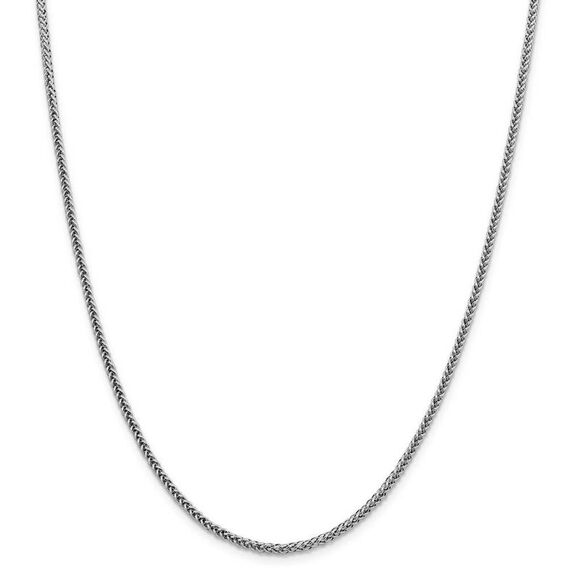 2.3mm, 14k White Gold Hollow Wheat Chain Necklace, 16 Inch